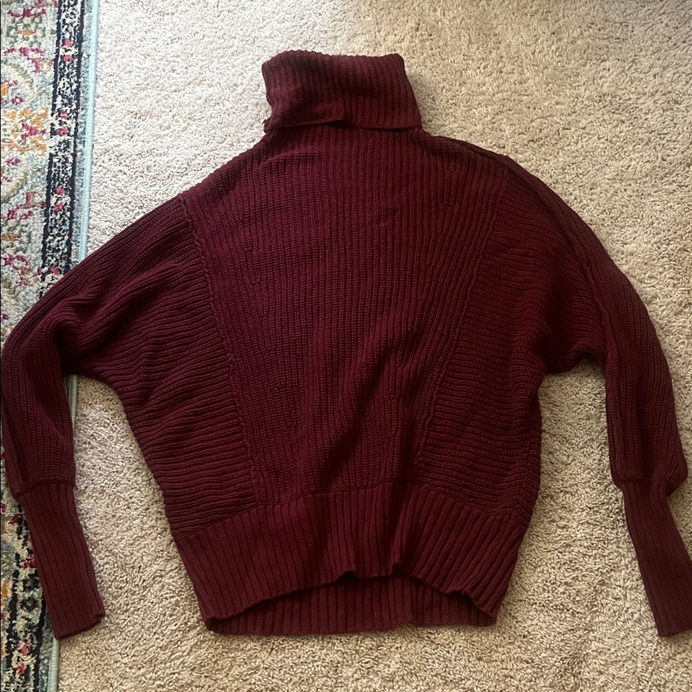 Free People Burgundy Turtleneck Sweater